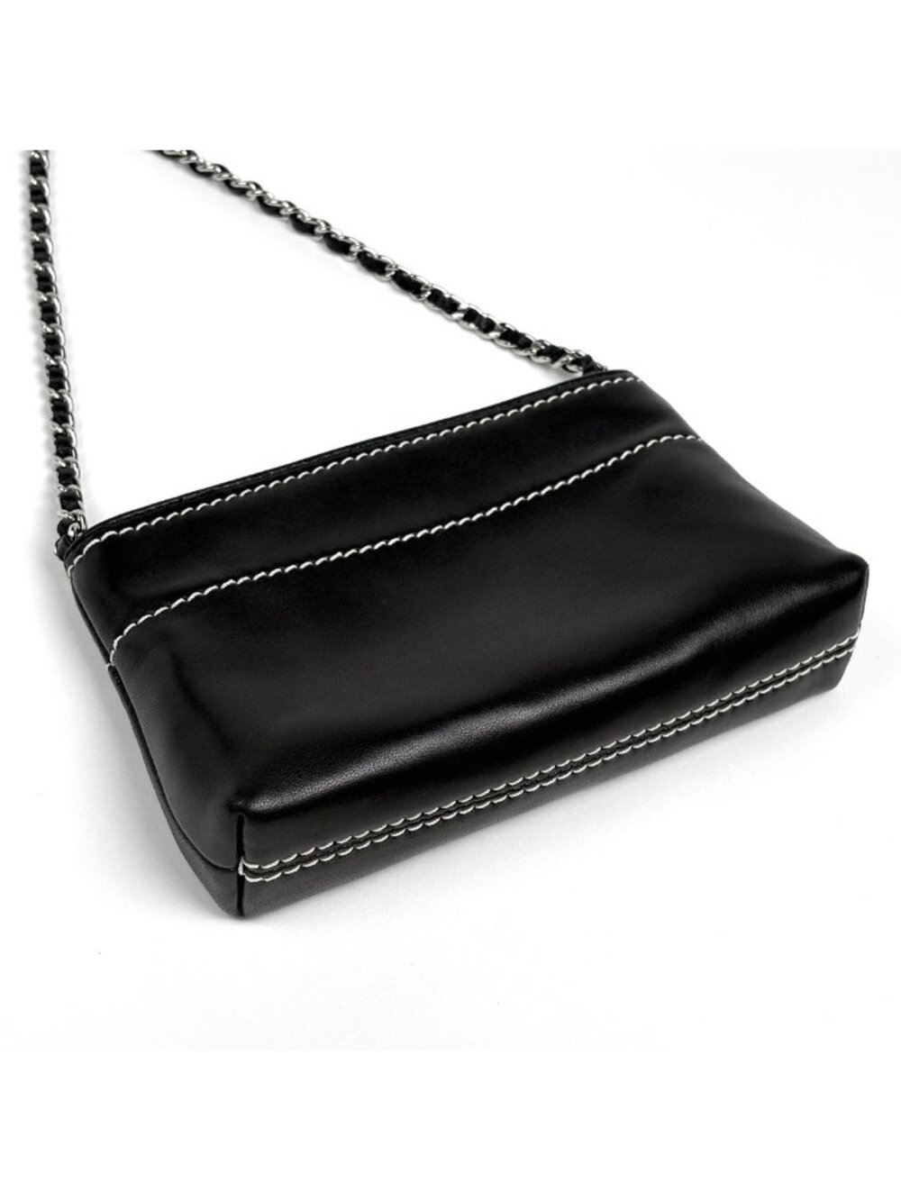Chanel Logo Che Handbag Pouch Leather Black - Picture 2 of 8